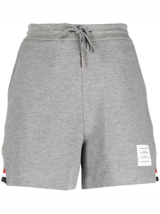 Women's Pique Stripe Rib Gusset Shorts Light Grey - THOM BROWNE - BALAAN 2