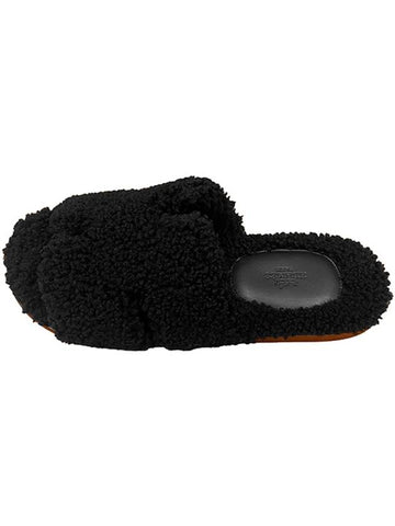 Izmir Woolskin Sandals Noir Men s Shoes H222849Z H01 TPM - HERMES - BALAAN 1