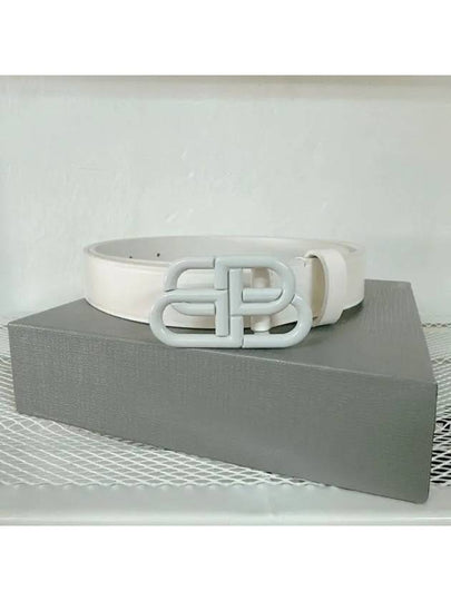 BB Buckle Calf Leather Belt White - BALENCIAGA - BALAAN 2