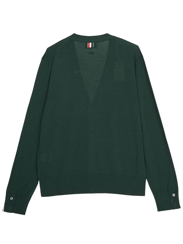 Men's Jersey Stitch V-Neck Cardigan Green - THOM BROWNE - BALAAN 3