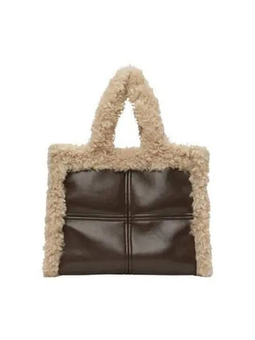 Stand Studio Women s Lola Shearling Tote Bag Brown 62091 9062 - STAND STUDIO - BALAAN 1