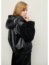 e Women's Shearling Leather Hooded Jacket Black - PRETONE - BALAAN 7