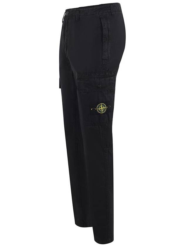 Men's Wappen Patch Slim Cargo Straight Pants Black - STONE ISLAND - BALAAN 3