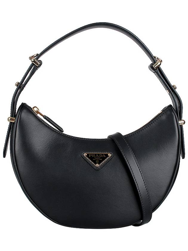 Arque Leather Shoulder Bag Black - PRADA - BALAAN 3