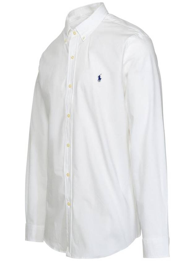 Embroidered Pony Logo Long Sleeve Shirt White - POLO RALPH LAUREN - BALAAN 3