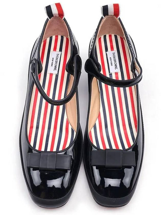 Soft Patent Leather Block Heel Tennis Mary Jane Shoes FFH218A 00216 001 - THOM BROWNE - BALAAN 1