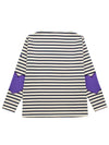 Women's Heart Patch Boat Neck Stripe Long Sleeve T-Shirt Ecru Violet - SAINT JAMES - BALAAN 2