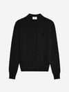 Small Heart Logo V-Neck Cardigan Black - AMI - BALAAN 2