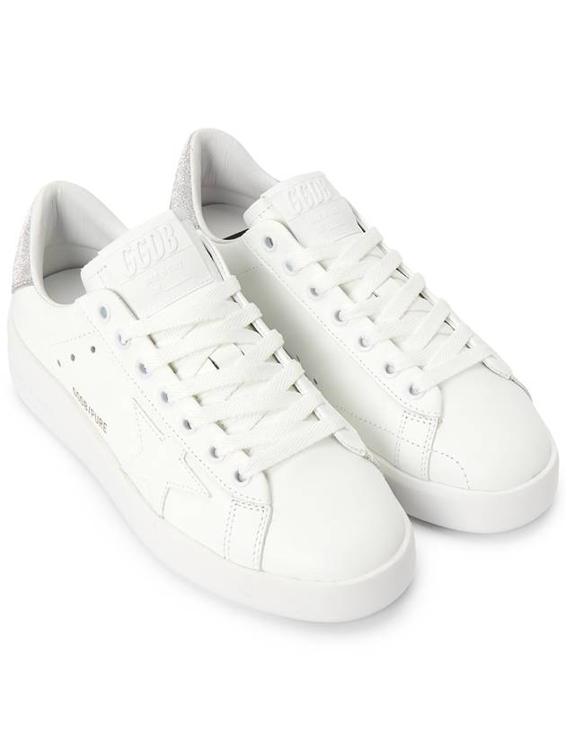 Purestar White Silver Glitter Heel Tab Sneakers - GOLDEN GOOSE - BALAAN 4