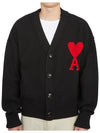 Big Heart Logo Wool Cardigan Black - AMI - BALAAN 2