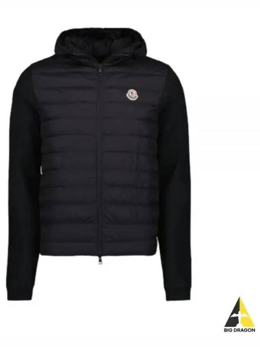 Logo Patch Knit Goose Padded Cardigan Black - MONCLER - BALAAN 2