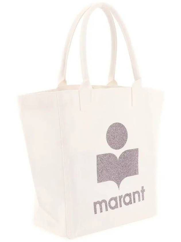 Women's Yenky Glitter Logo Tote Bag White - ISABEL MARANT - BALAAN 4