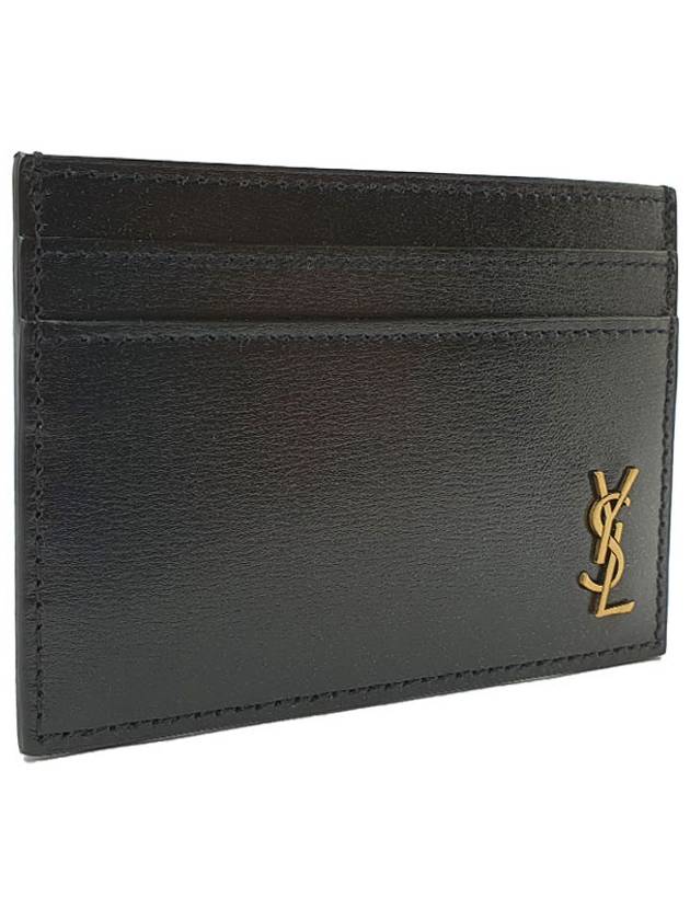 Tiny Monogram Shiny Leather Card Case Black - SAINT LAURENT - BALAAN 3