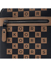 Checkerboard Logo Print Zippered Leather Cross Bag Black - MICHAEL KORS - BALAAN 7