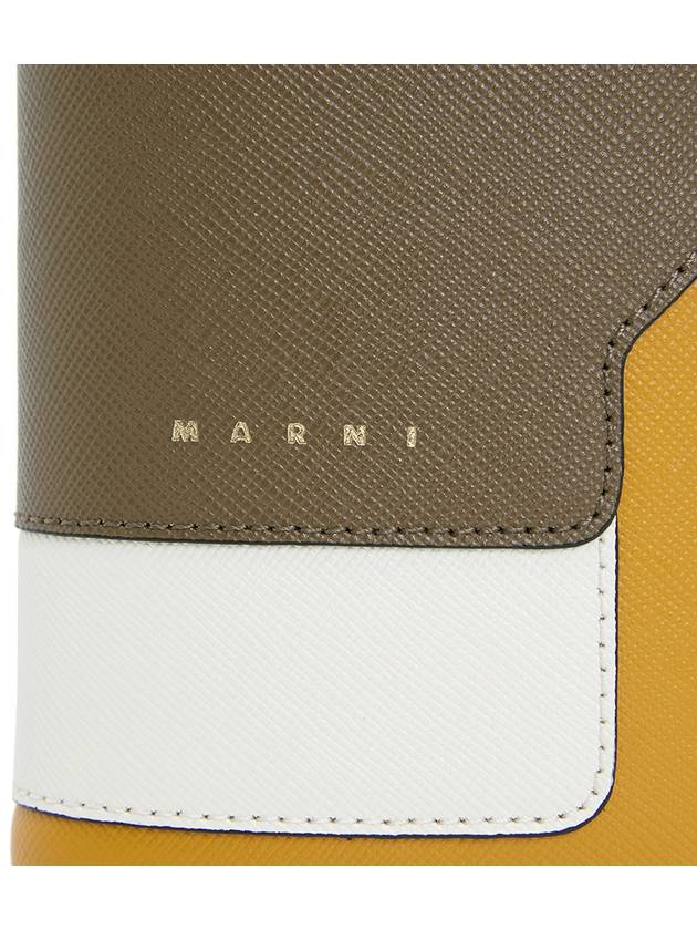 Logo Saffiano Leather Two-fold Halfwallet Yellow Brown - MARNI - BALAAN 8