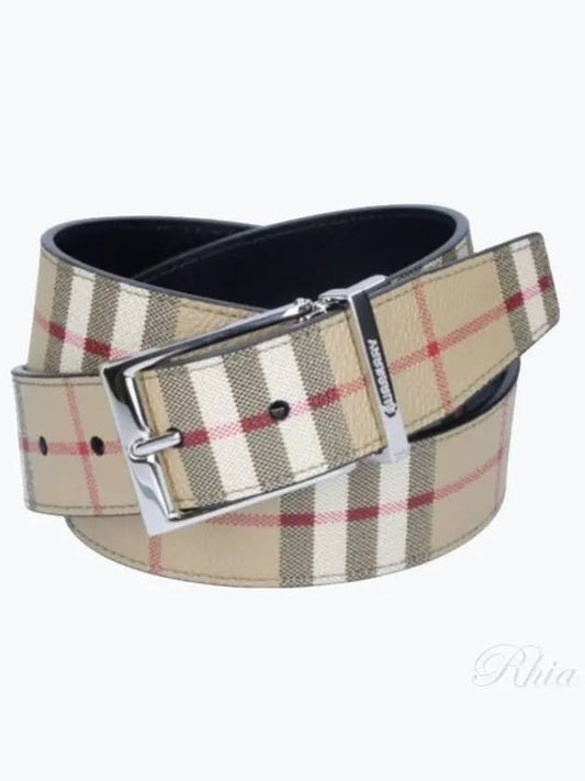 Vintage Check Pattern Leather Belt Beige - BURBERRY - BALAAN 2