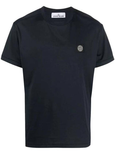 Slimfit Cotton Jersey Short Sleeve T-shirt Navy - STONE ISLAND - BALAAN 2