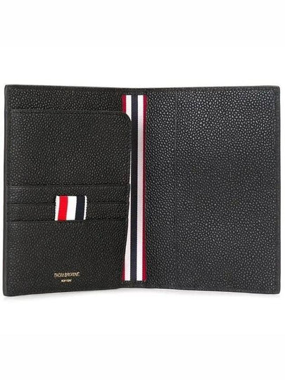 Pebble Grain Passport Holder Card Wallet Black - THOM BROWNE - BALAAN 2