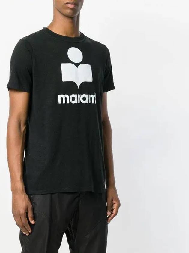 Karman Logo Print Linen Short Sleeve T-Shirt Black - ISABEL MARANT - BALAAN 5