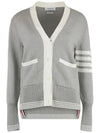 4 Bar Stitch V Neck Cardigan Grey - THOM BROWNE - BALAAN 2