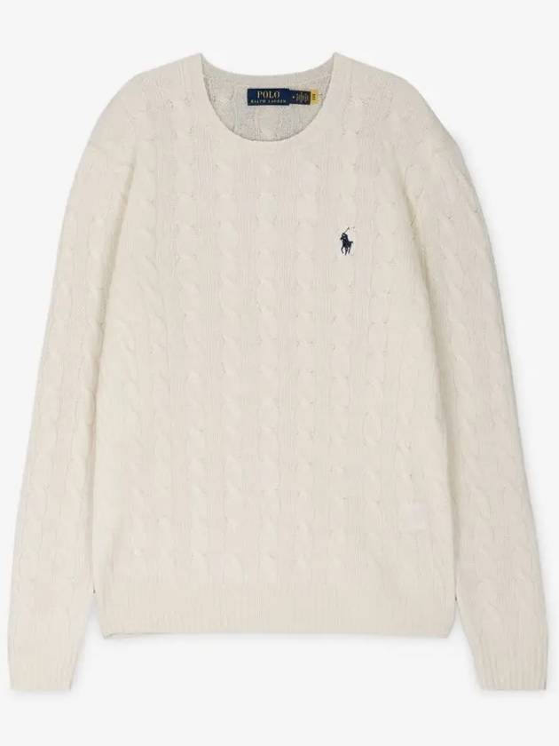 Embroid Logo Cable Knit Top Cream - POLO RALPH LAUREN - BALAAN 3