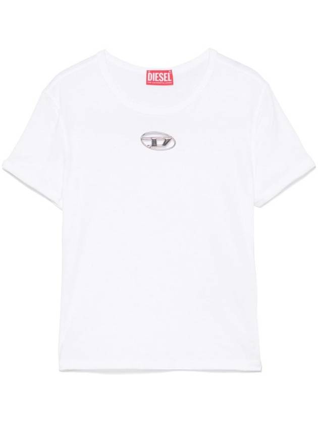 Slim Fit Cutout Oval D Short Sleeve T-Shirt White - DIESEL - BALAAN 1