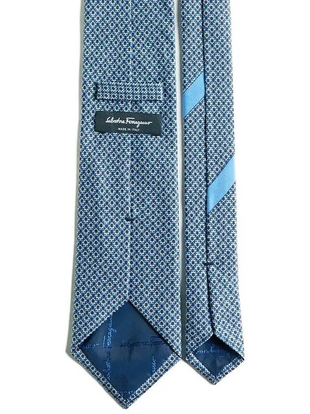 Gancini Pattern Silk Tie Blue - SALVATORE FERRAGAMO - BALAAN 4