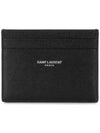 Embossed Leather Card Wallet Black - SAINT LAURENT - BALAAN 2