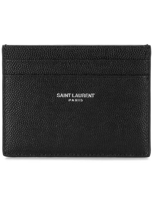 Embossed Leather Card Wallet Black - SAINT LAURENT - BALAAN 2