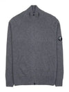 Lens Wappen Lambswool Zip-Up Cardigan Grey - CP COMPANY - BALAAN 2