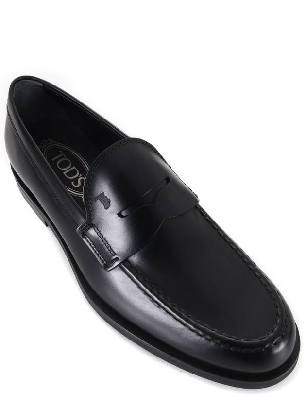 Men's Stamped Monogram Semi Glossy Leather Loafers Black - TOD'S - BALAAN 14