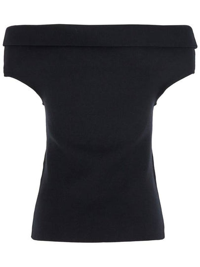 Black Off-Shoulder Double-Knit Top In Tech Fabric Woman - TOTEME - BALAAN 2