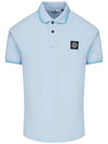 Men's Two Line Wappen Patch Cotton Short Sleeve Polo Shirt Sky Blue - STONE ISLAND - BALAAN 2