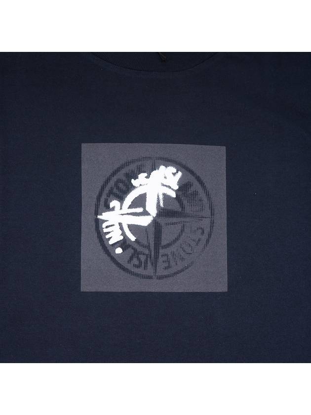 Garment Dyed Institutional One Print Cotton Jersey Short Sleeve T Shirt Navy - STONE ISLAND - BALAAN 3