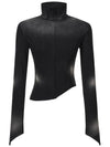 Runway Bleach Washing Uncut Cotton Turtleneck Black - ULKIN - BALAAN 3