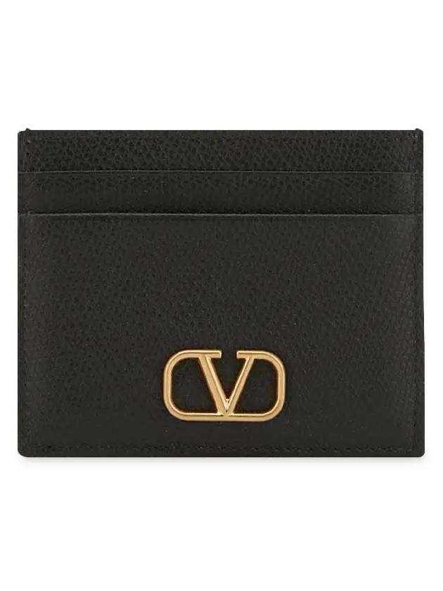 V Logo Signature Card Wallet Black - VALENTINO - BALAAN 4