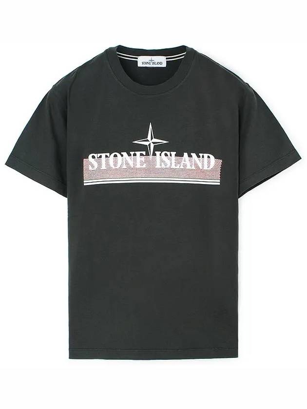 Tricromia One Print Garment Dyed Cotton Jersey Short Sleeve T-Shirt Charcoal - STONE ISLAND - BALAAN 2