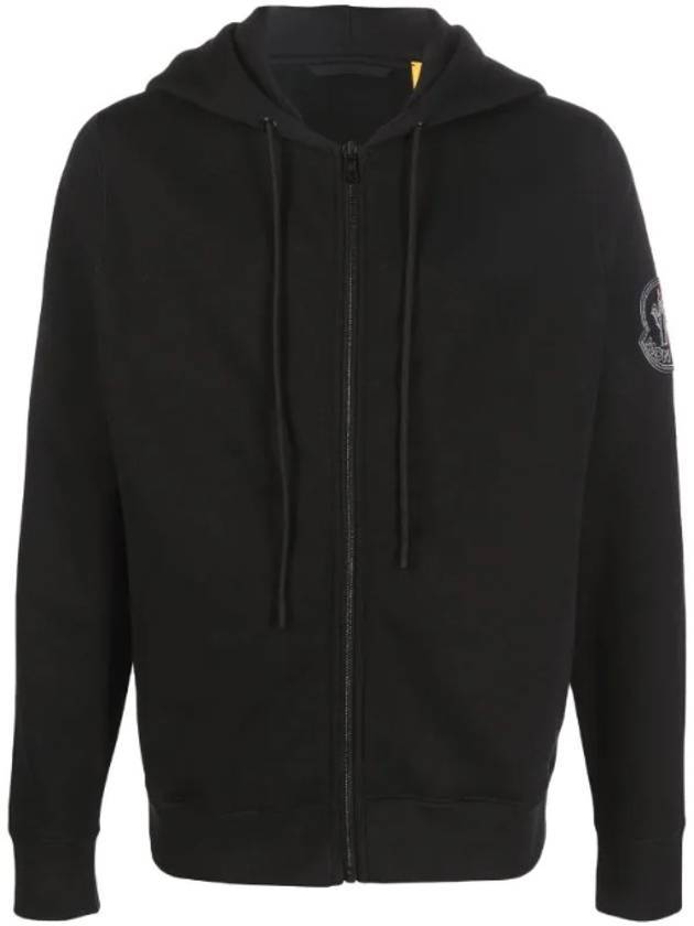 Sleeve logo patch hooded zip up black - MONCLER - BALAAN 1