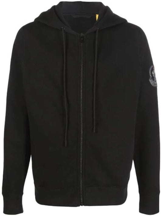 Sleeve Logo Patch Zip Up Hoodie Black - MONCLER - BALAAN 1