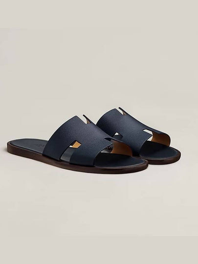 Izmir Leather Slippers Marine Brown - HERMES - BALAAN 2