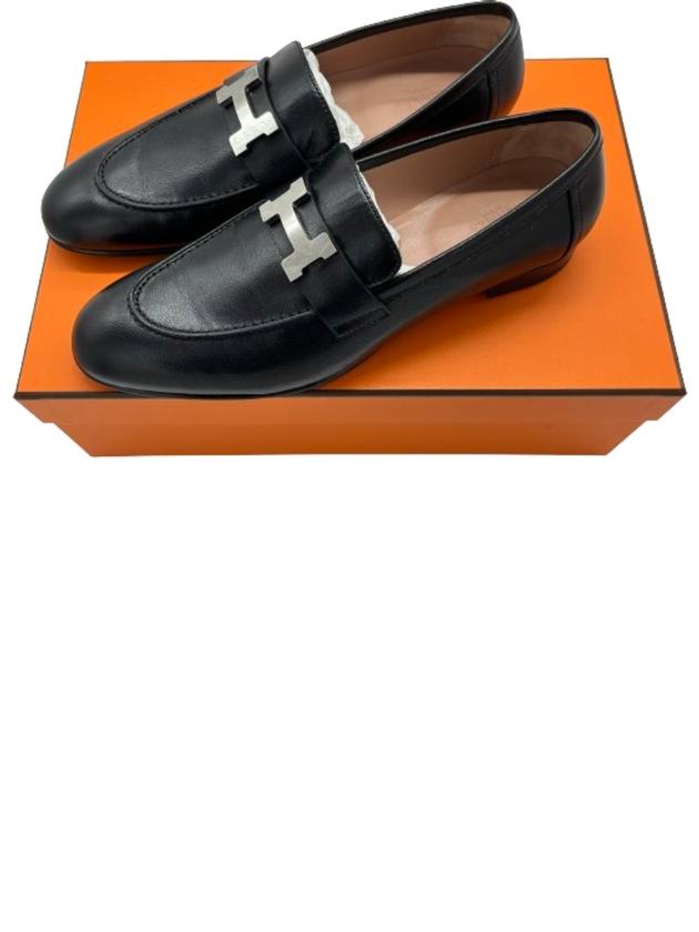 Paris Loafers Goatskin Palladium Noir - HERMES - BALAAN 6