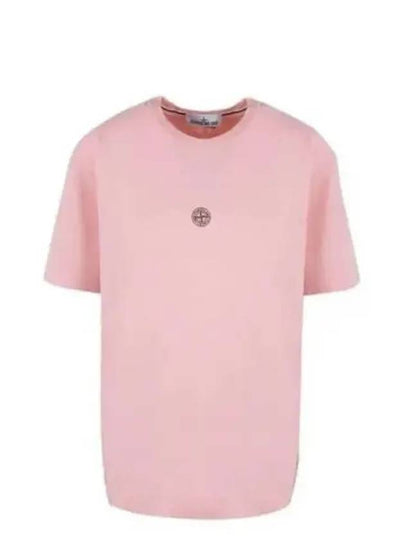 Garment Dyed Lettering One Print Cotton Jersey Short Sleeve T-Shirt Pink - STONE ISLAND - BALAAN 2