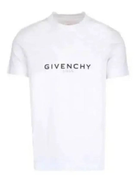 Men's Reverse Logo Round Slim Short Sleeve T-Shirt White - GIVENCHY - BALAAN 2