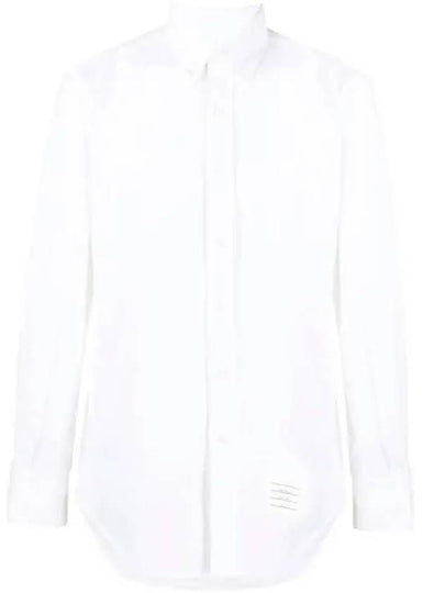 Oxford Grosgrain Placket Cotton Long Sleeve Shirt White - THOM BROWNE - BALAAN 2