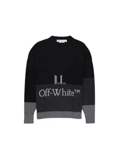 Intarsia Logo Wool Knit Top Black - OFF WHITE - BALAAN 2