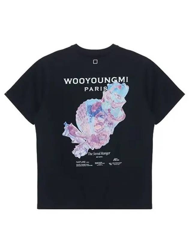 3D Coral Back Logo Short Sleeve T-Shirt Black - WOOYOUNGMI - BALAAN 2