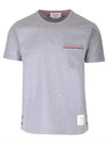 Men's Medium Weight Jersey Tipped Pocket Crewneck Short Sleeve T-Shirt Light Grey - THOM BROWNE - BALAAN 2