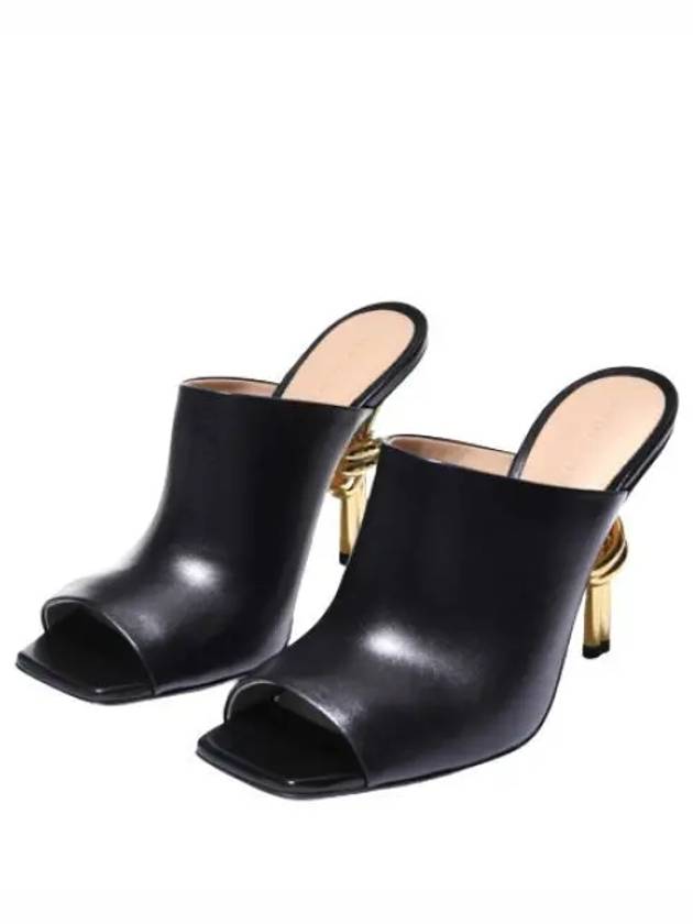 Knot Leather Heels Mules Black - BOTTEGA VENETA - BALAAN 2