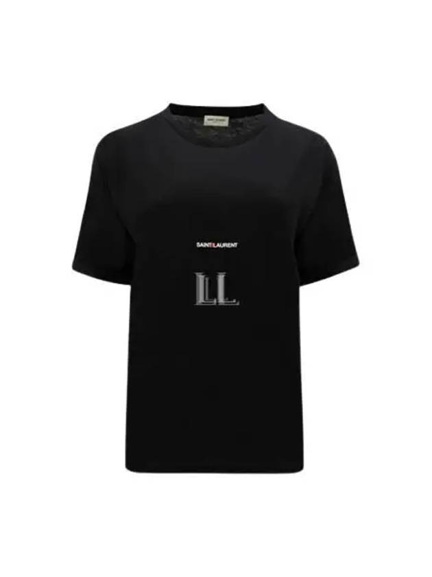 Rive Gauche Short Sleeve T-Shirt Black - SAINT LAURENT - BALAAN 2