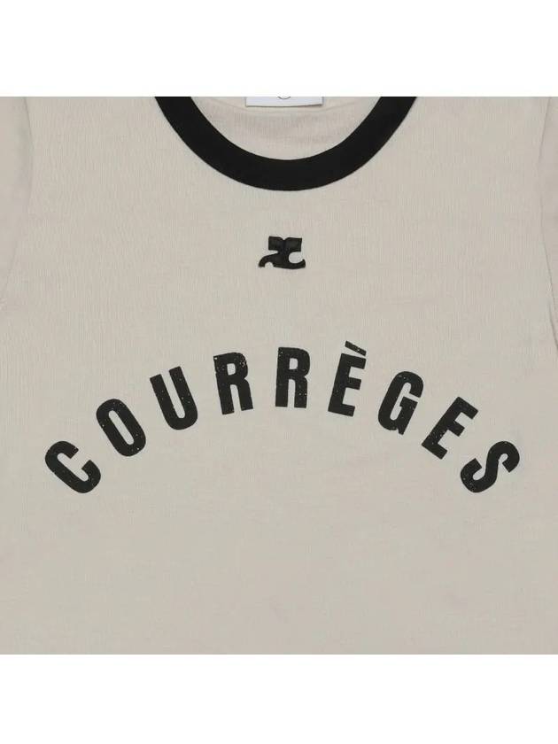 Courr ges 124JTS117 JS0093 B093 Logo Print Buckle Contrast Women s Short Sleeve Tee - COURREGES - BALAAN 3